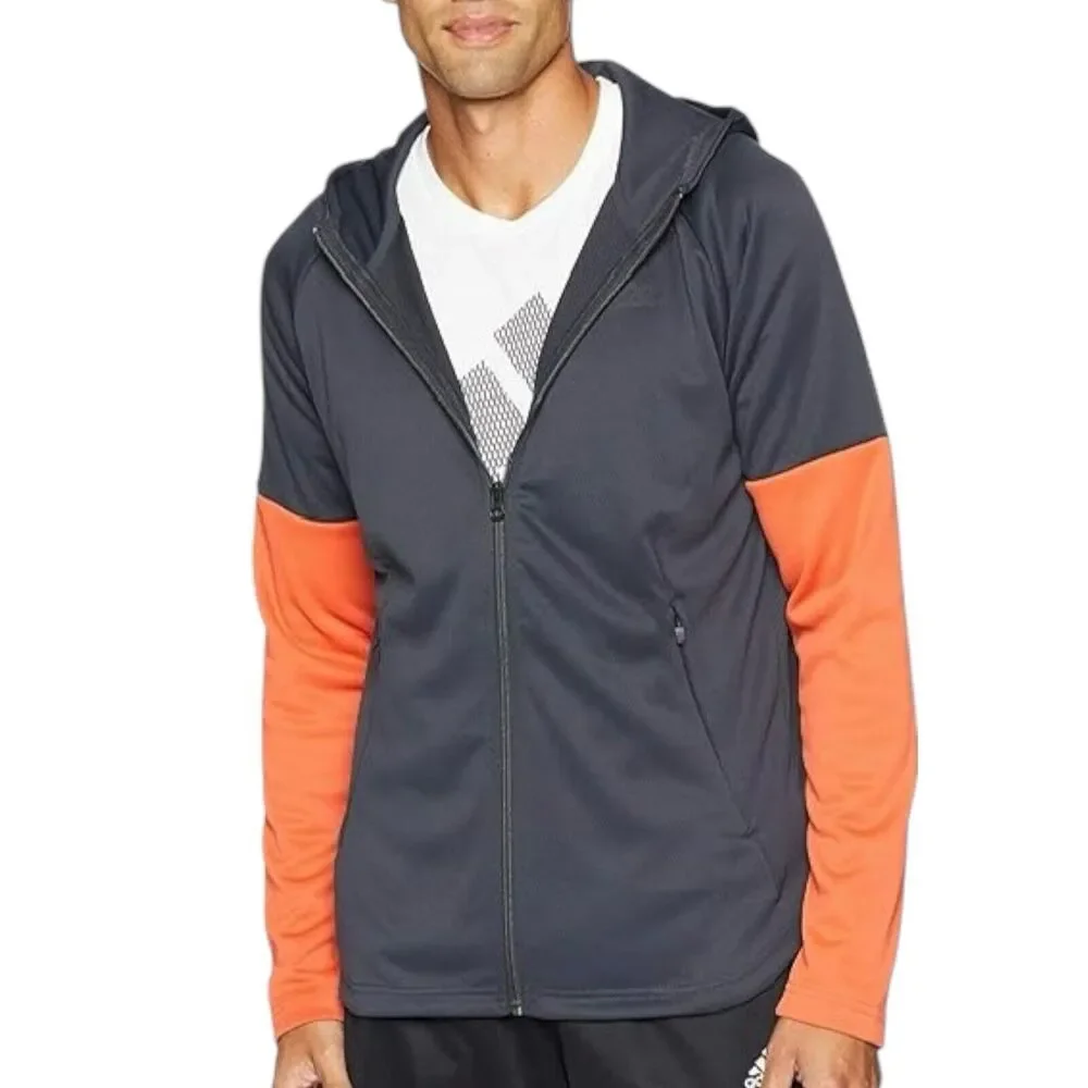 Adidas Hoodie Men 2XL Orange Full-Zip DH9071 Grey Activewear Running Outdoors - Picture 7 of 14